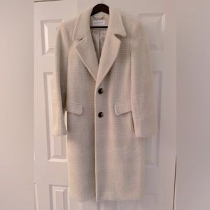 Calvin Klein Walker Coat, Size 12 Beige and White plaid